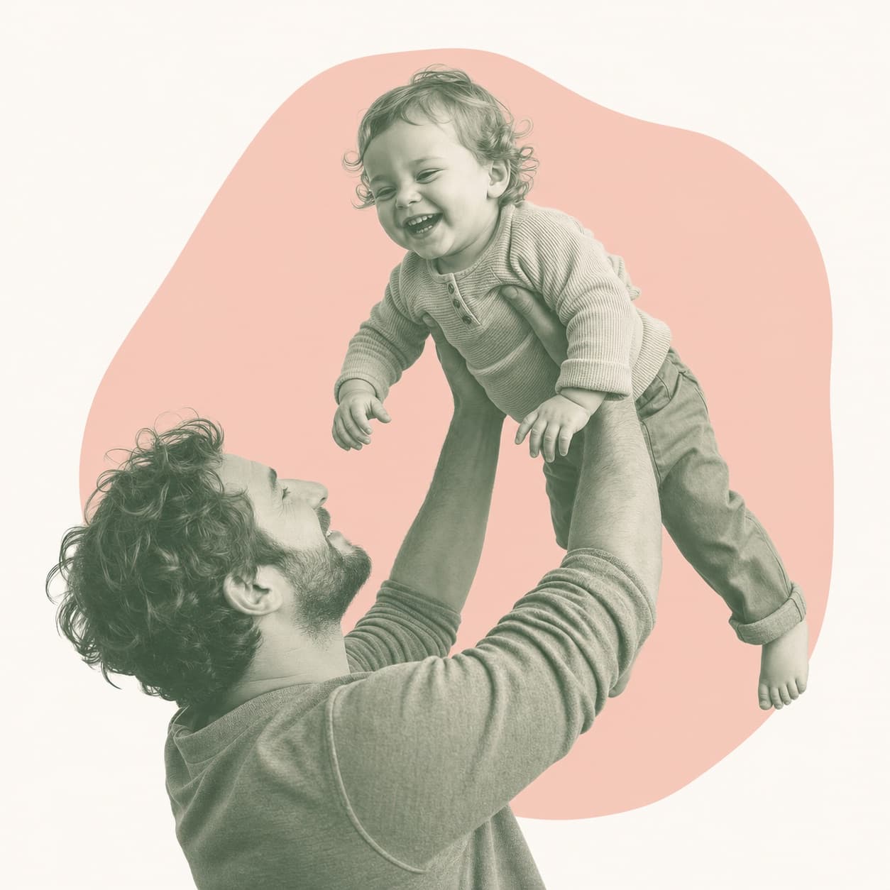 A parent lifting their laughing child in the air